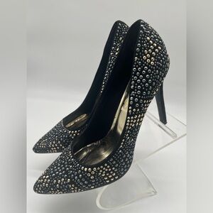 Studded Black and Gold Heels It’s OK High Heels Sz 10
